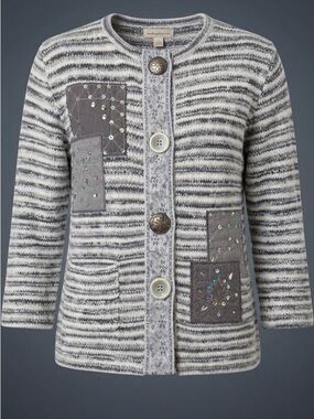 Per Una Marks & Spencer Patchwork Button Cardigan Jacket Medium